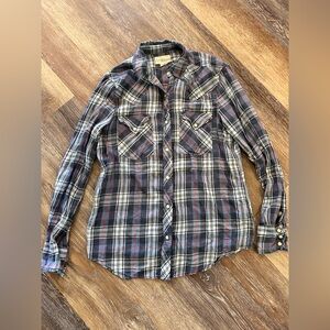Denim & Supply Ralph Lauren Gray Plaid Shirt Western Style